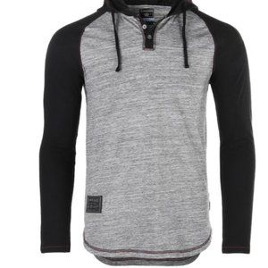 ZIMEGO Long Sleeve Raglan Henley Round Bottom Hood